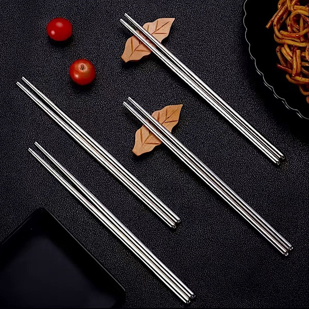 Stainless Steel Lot of 4 Pairs Reusable Chopsticks.